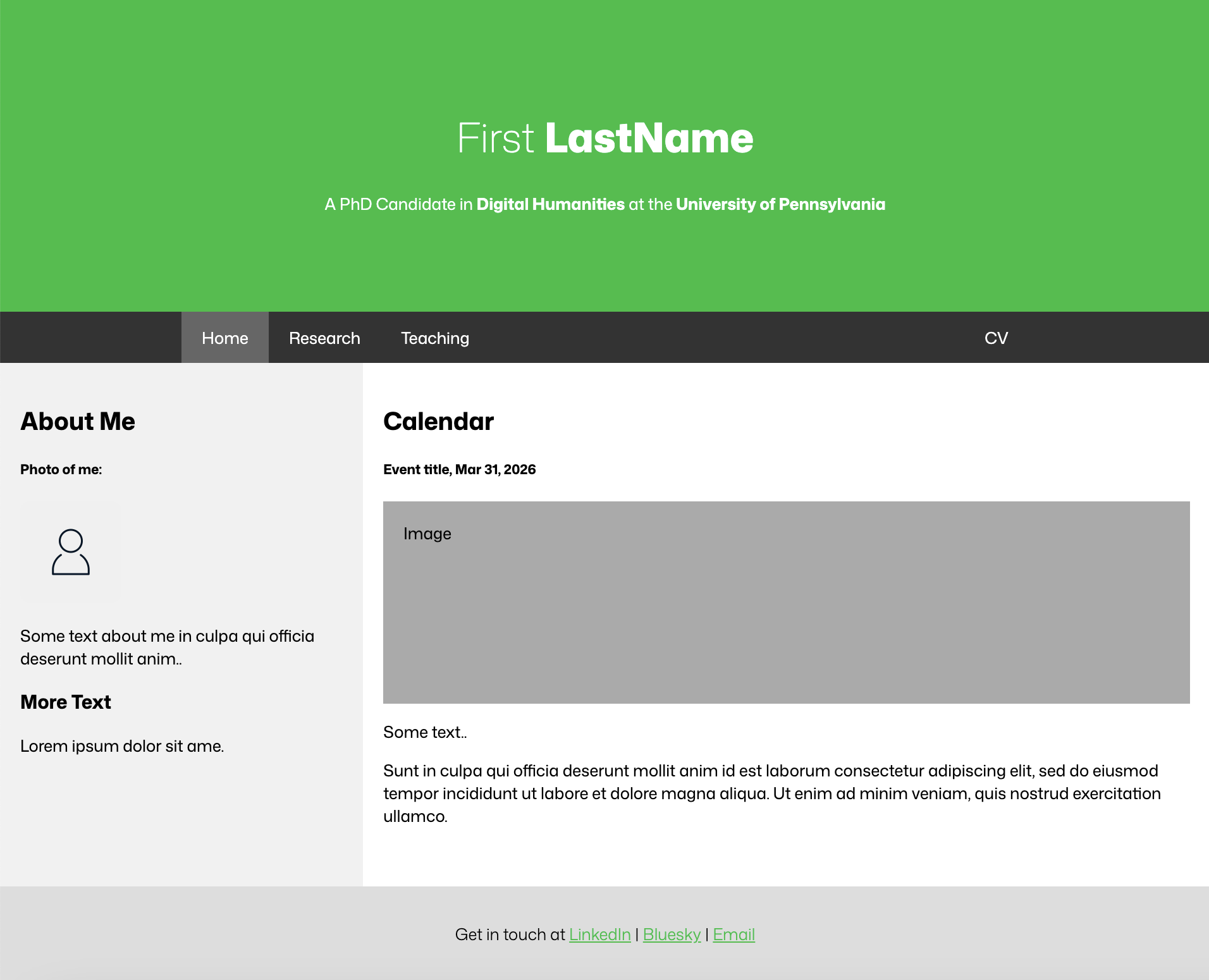 a screenshot of an academic portfolio template